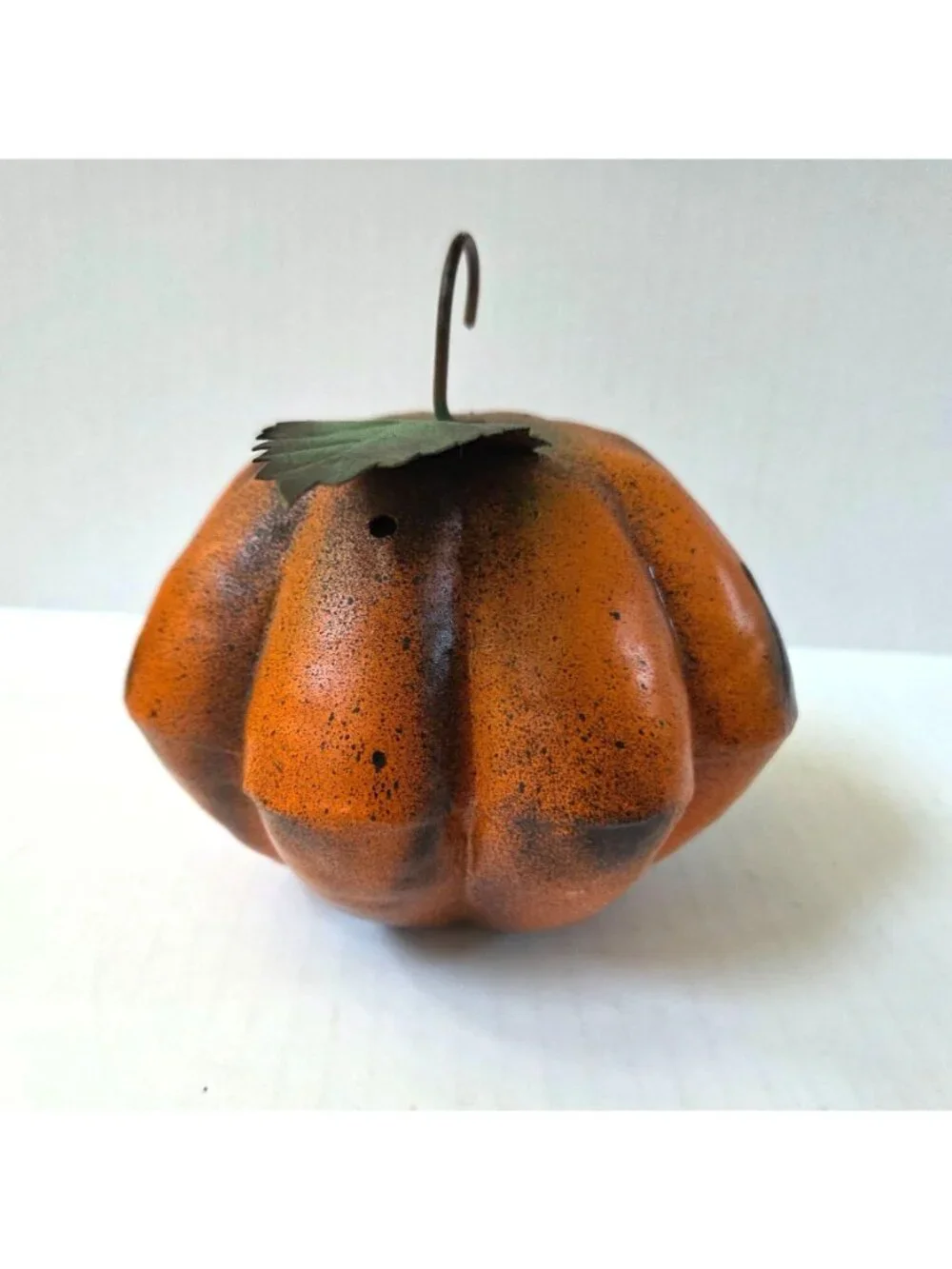 Folk Art Hand Painted Metal Halloween Decor Pumpkin Jack O Lantern Nancy Capuano